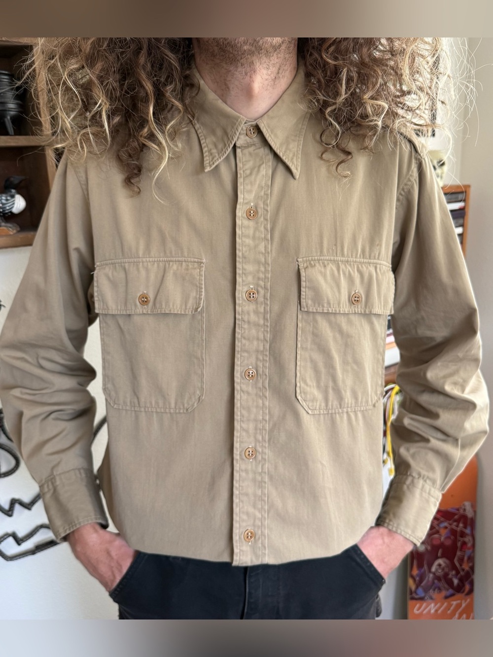 Vintage 40's WW2 Era US Army Officer's Shirt ~ Size Large